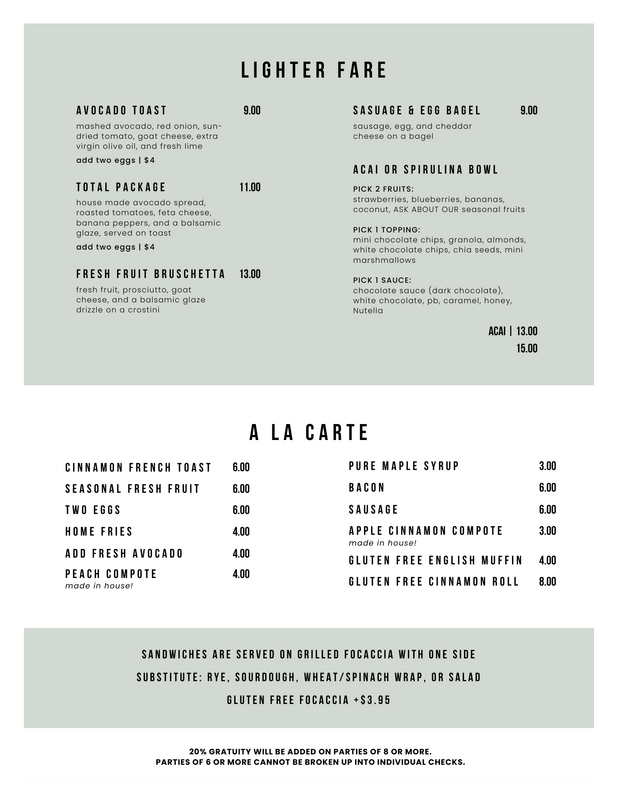 Printed menu page