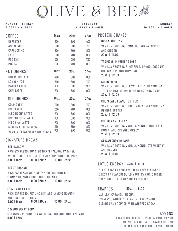 Printed menu page